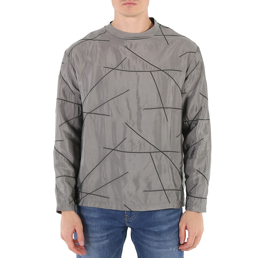 Men's Grigio Striped Details Long-Sleeved T-Shirt