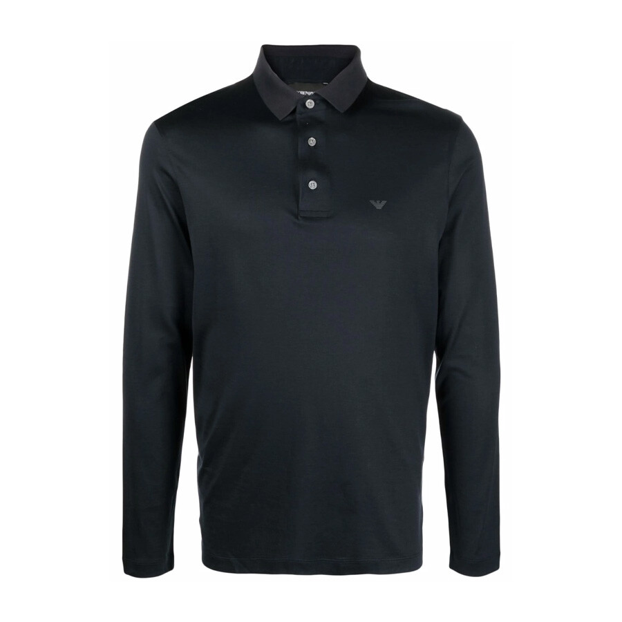 Men's Logo-Print Long-Sleeved Polo Top, Size Medium