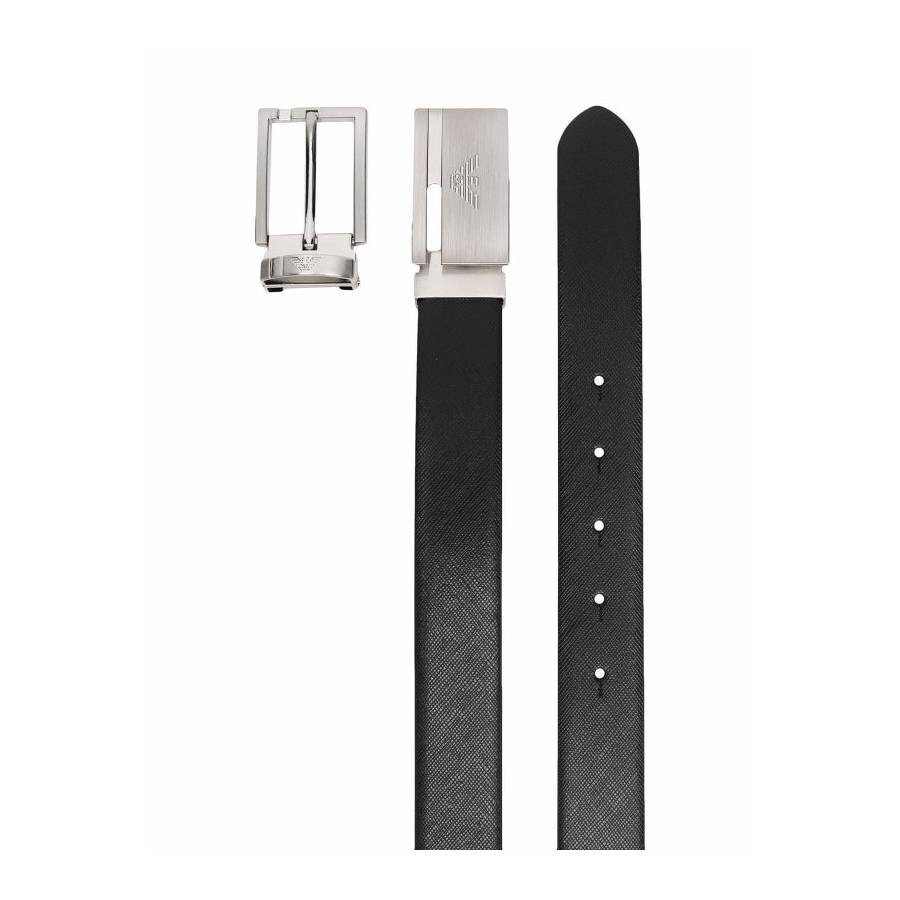 Men's Saffiano Leather Belt And Interchangeable Buckle