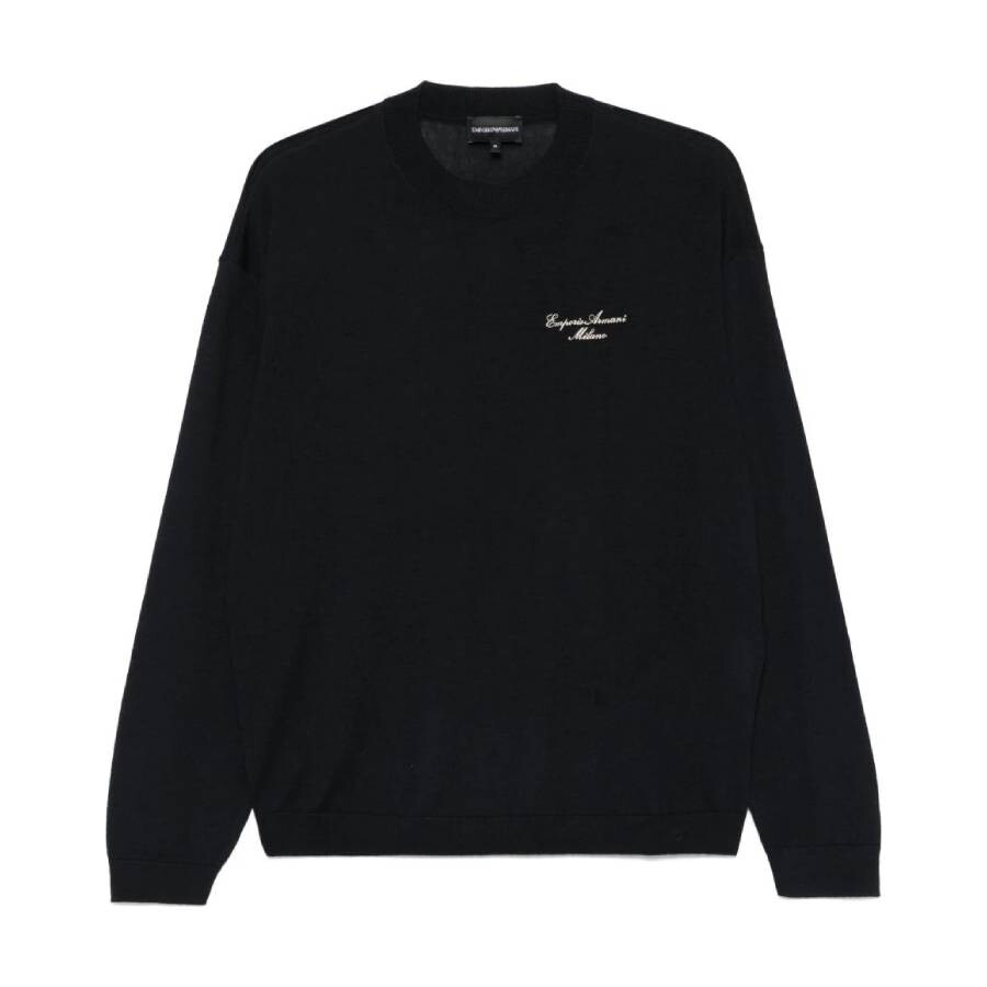 Men's Virgin-Wool Plain-Knit Jumper