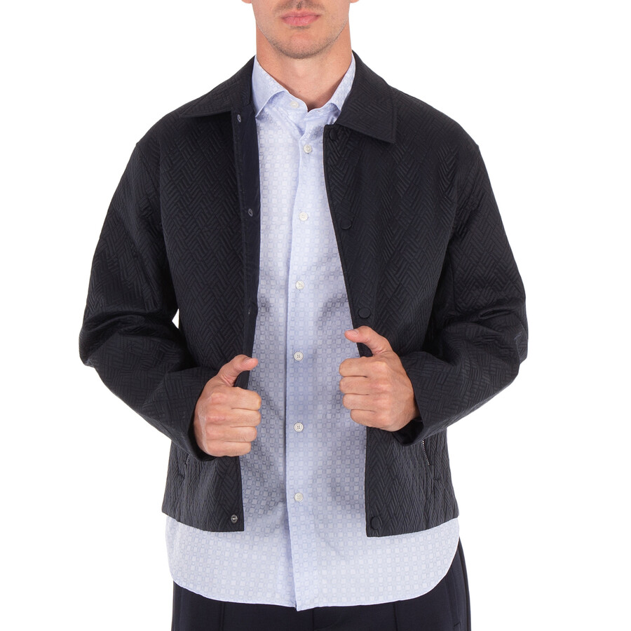 Navy Embroidered Regular-Fit Jacket