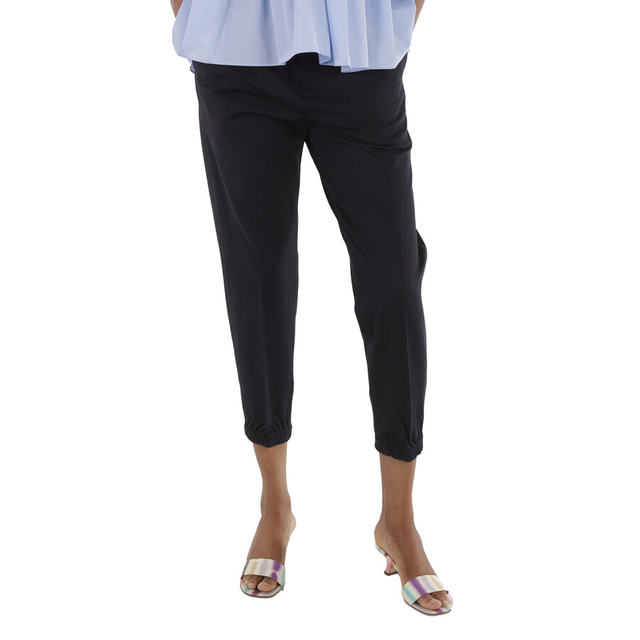 Navy Jersey Twill Elasticated Waist Trousers