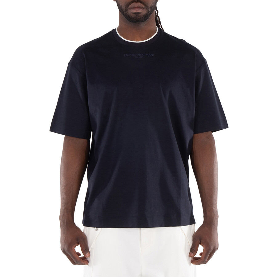 Emporio Armani Navy Logo Embroidered T-Shirt, Size Small