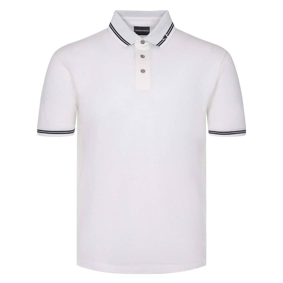 Piped Collar Cotton Pique Polo Shirt