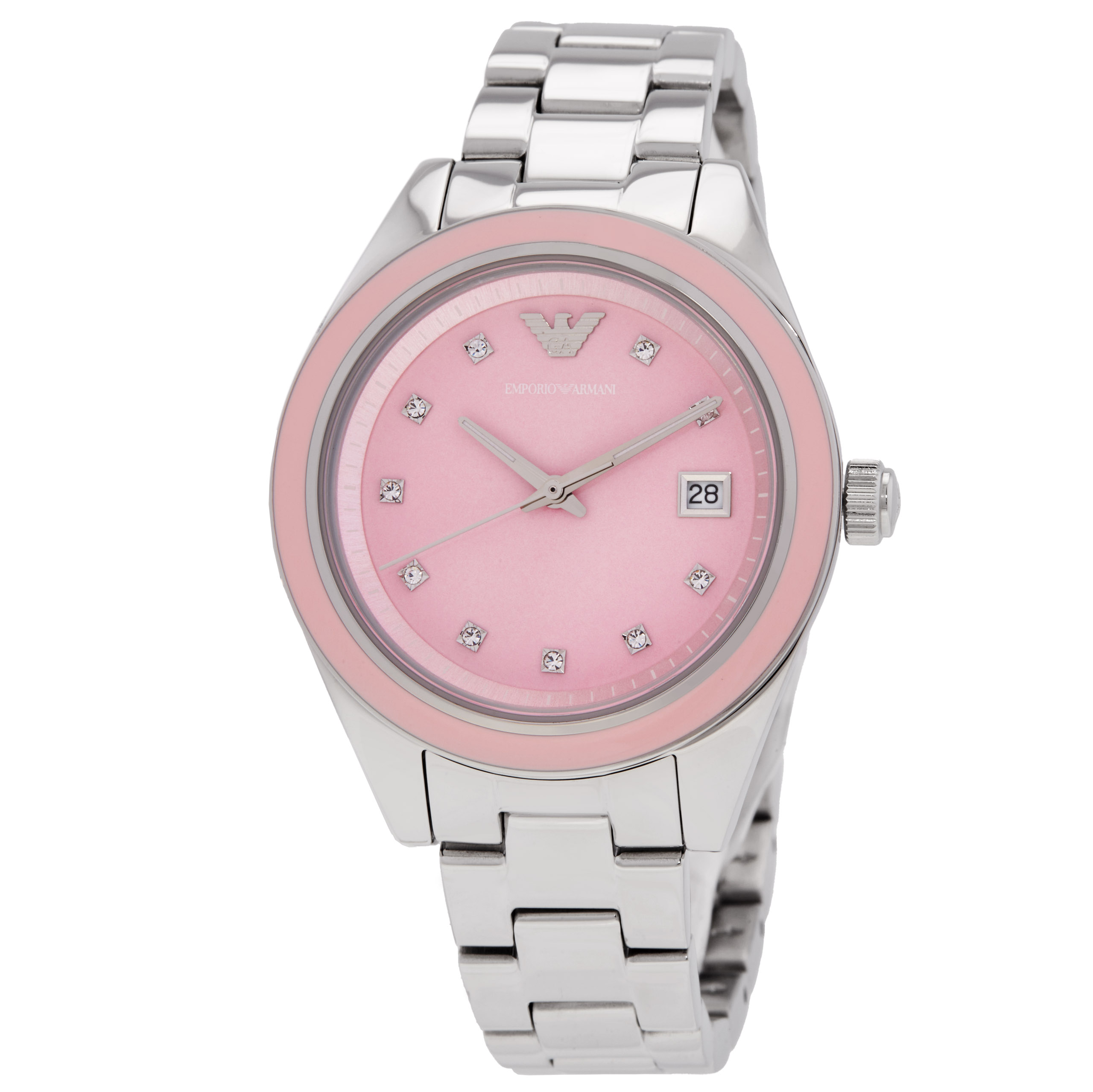 Emporio Armani Quartz Crystal Pink Dial Ladies Watch AR11546
