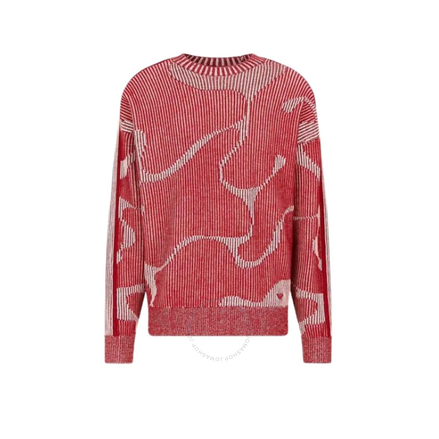 Emporio Armani Wool Ribbed Camo Regular Fit Crewneck Sweater In Grey