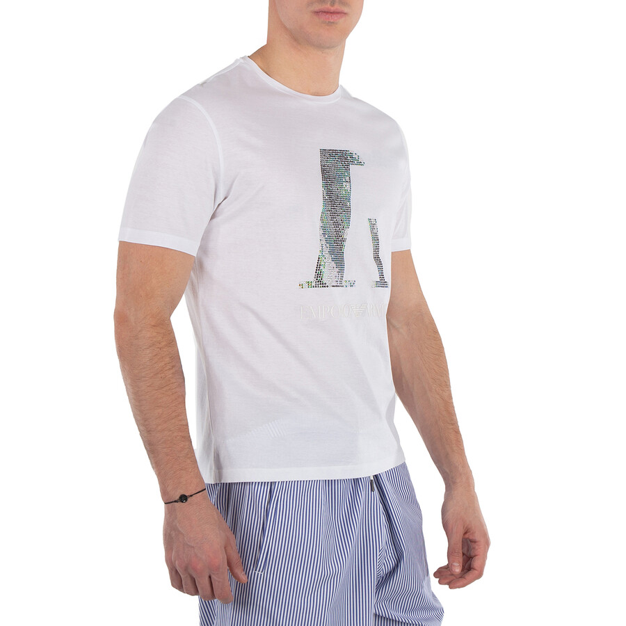 Sequinned Logo Cotton T-Shirt In White