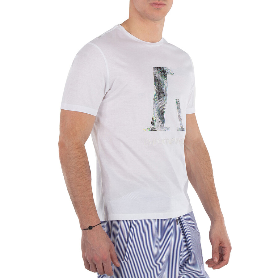 Sequinned Logo Cotton T-Shirt In White