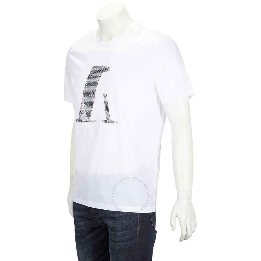 Emporio Armani Sequinned Logo Cotton T-shirt In White In White