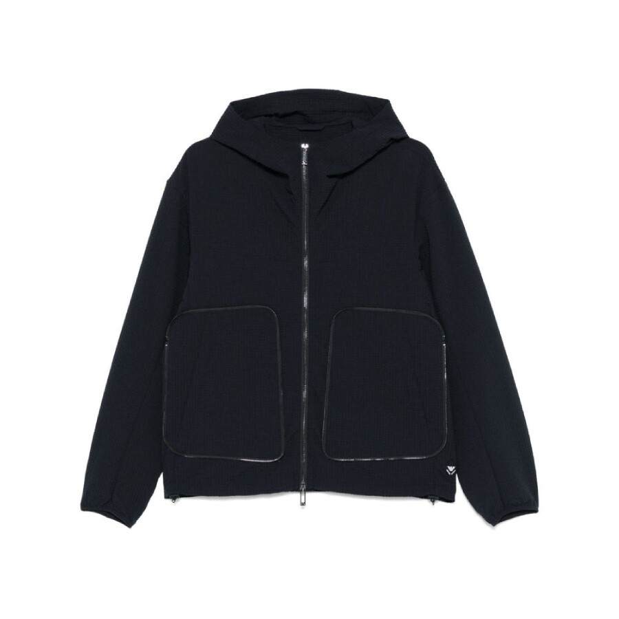 Technical-Seersucker Hooded Blouson