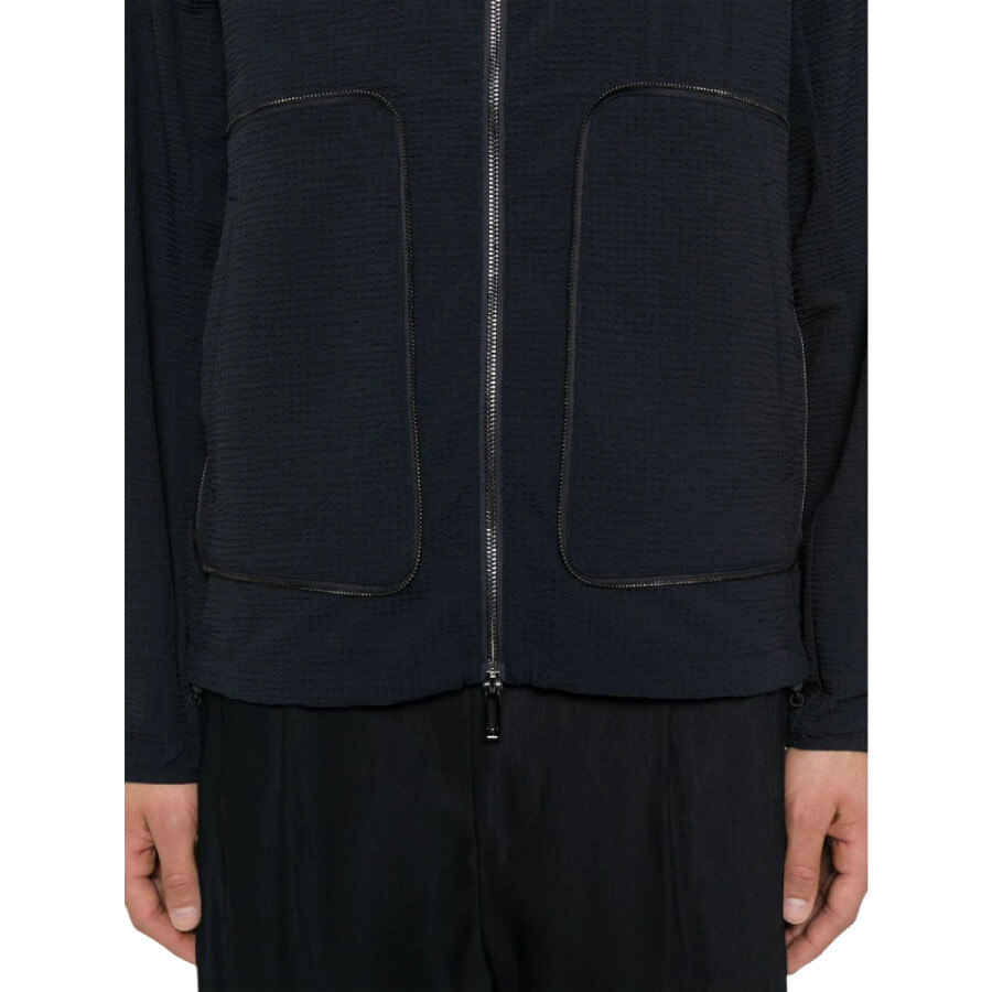 Technical-Seersucker Hooded Blouson