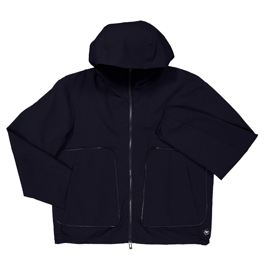 Technical-Seersucker Hooded Blouson