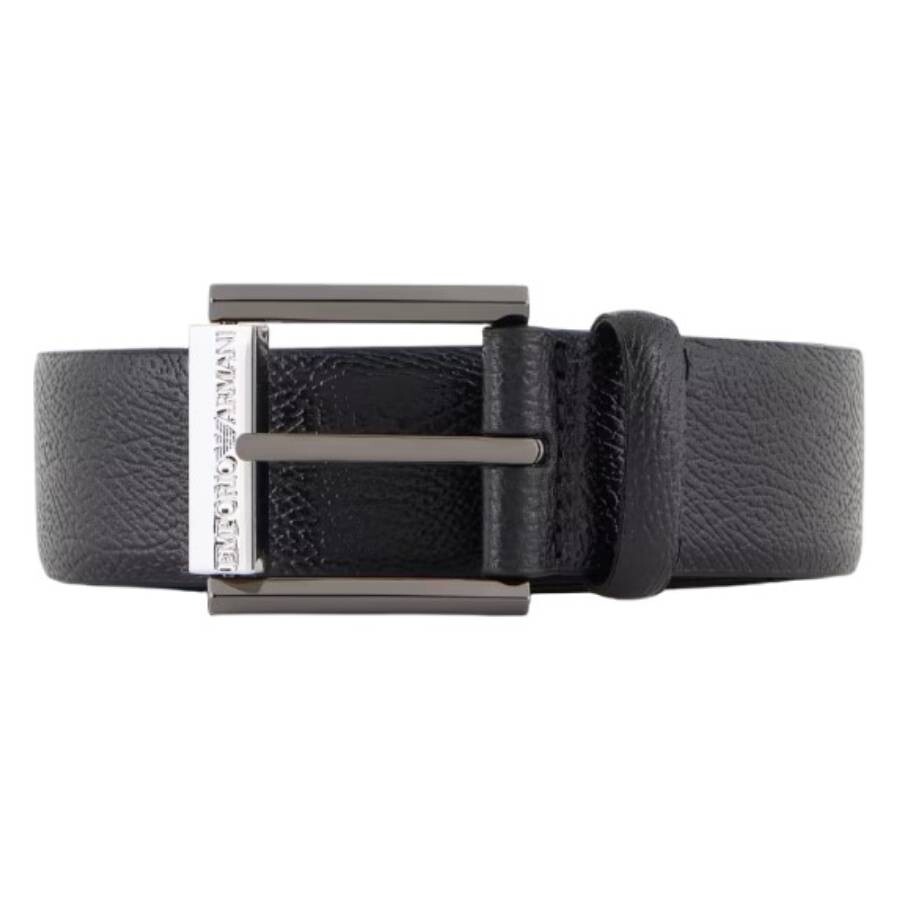 Tumbled-Leather Logo Buckle Belt