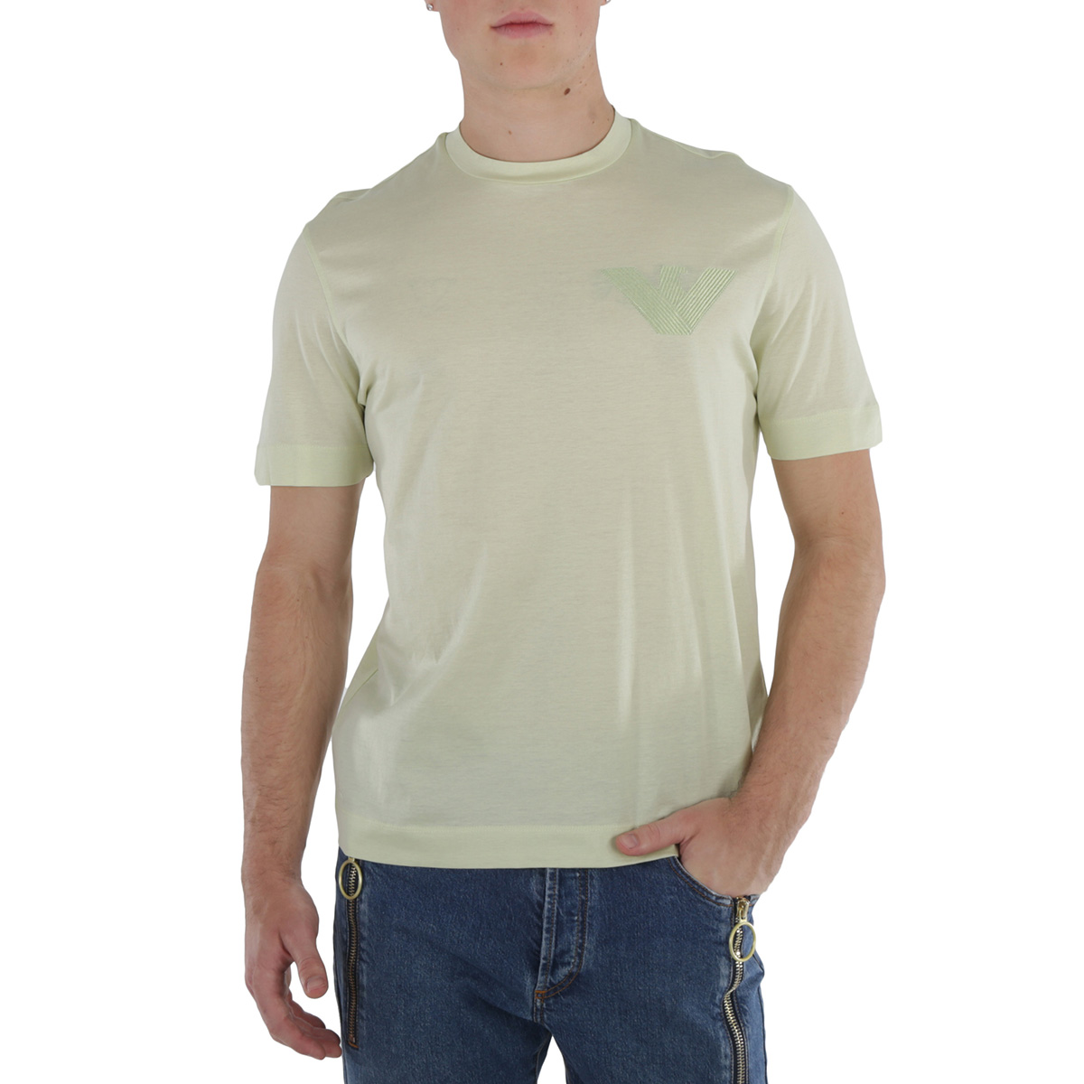 PAR-T513 GREY LAYERED EMBLEM T-SHIRT