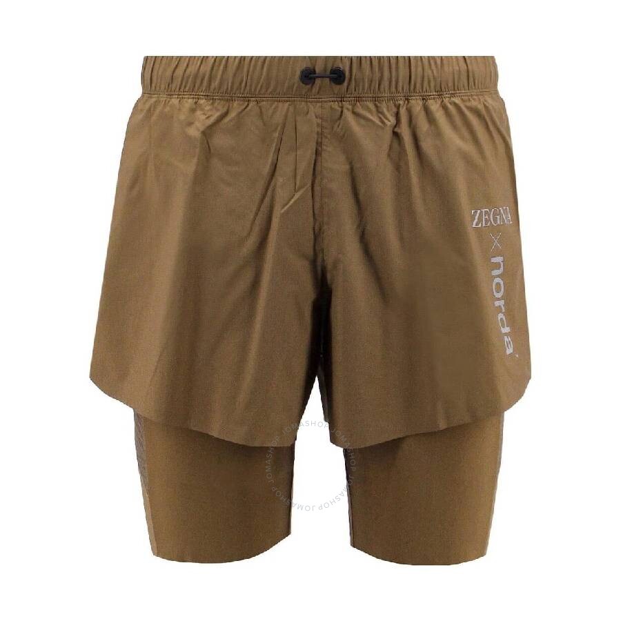 Ermenegildo Zegna Logo Layered Running Shorts In Beige