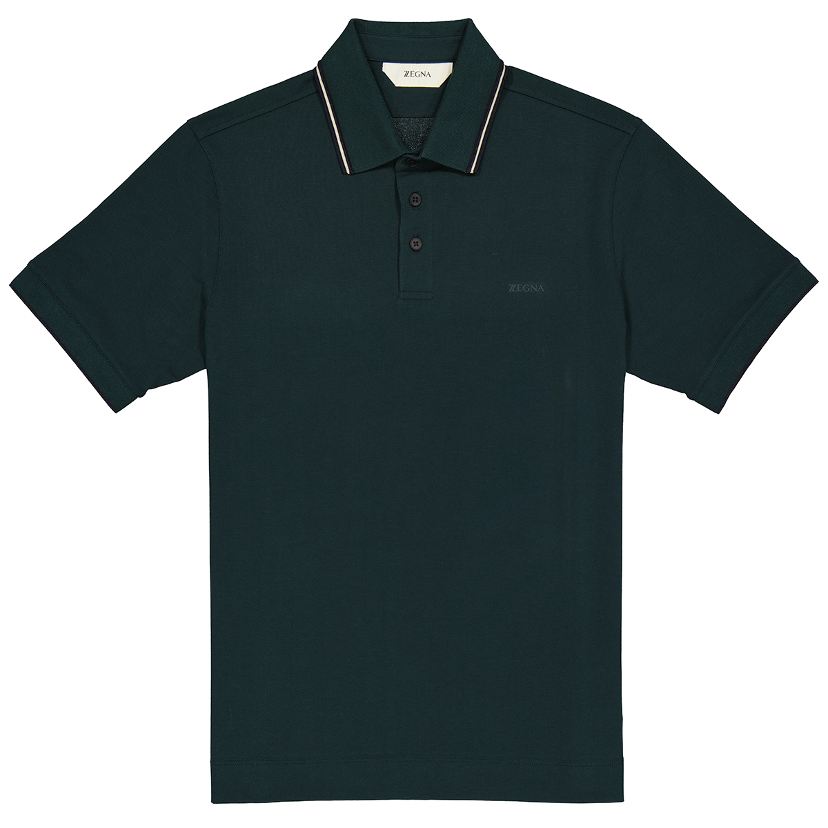 Zegna Ermenegildo Zegna Men s Dark Green Stretch Cotton Piquet Short-sleeve Polo Shirt, Size Medium VY360-ZZ661-T08 - Clothing