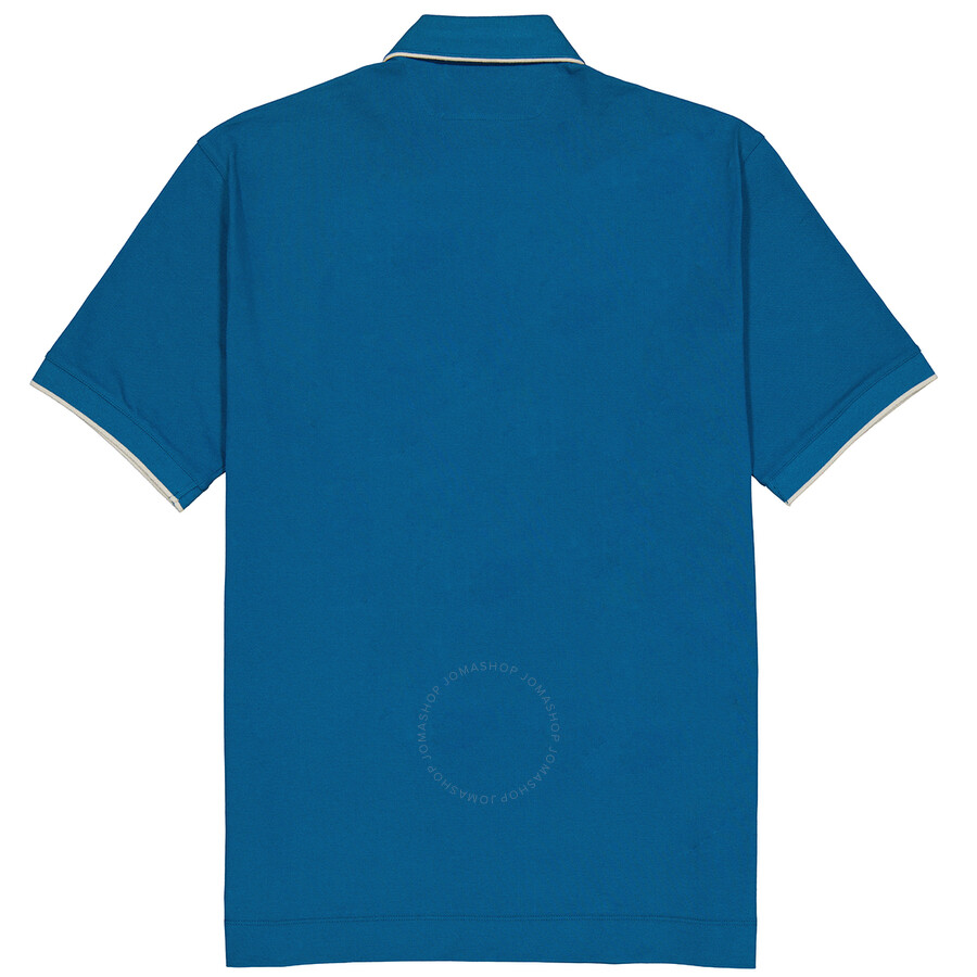 Ermenegildo Zegna Stripe Detail Cotton Blend Polo Shirt In Blue
