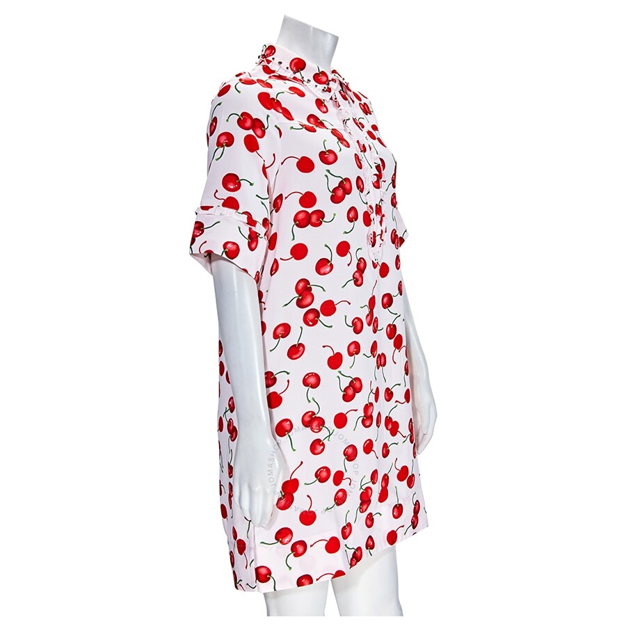 Essentiel Antwerp Cherry Print Short Sleeve Dress In Cherry / Navy
