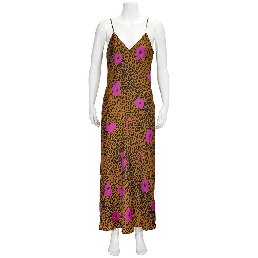 Essentiel Antwerp Essentiel Ladies Shelly Leopard Print Slip Midi Dress In Multicolor