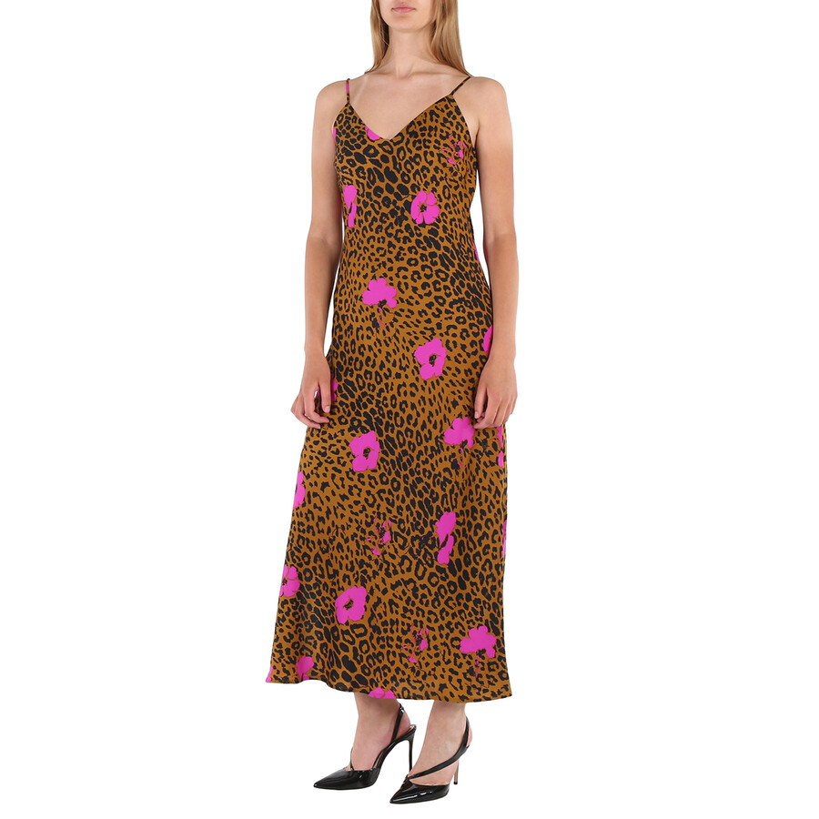 Essentiel Ladies Shelly Leopard Print Slip Midi Dress