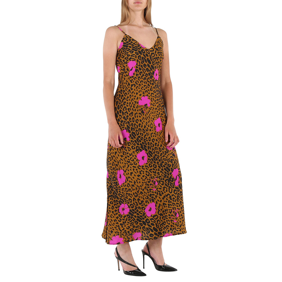 Essentiel Ladies Shelly Leopard Print Slip Midi Dress