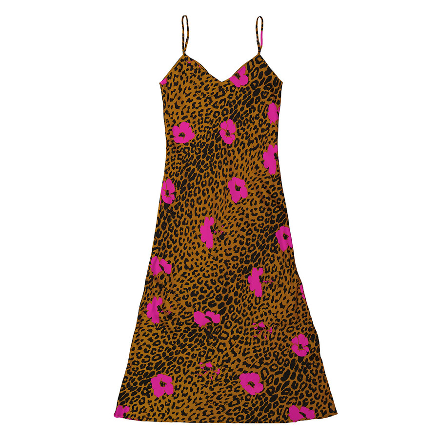 Essentiel Ladies Shelly Leopard Print Slip Midi Dress