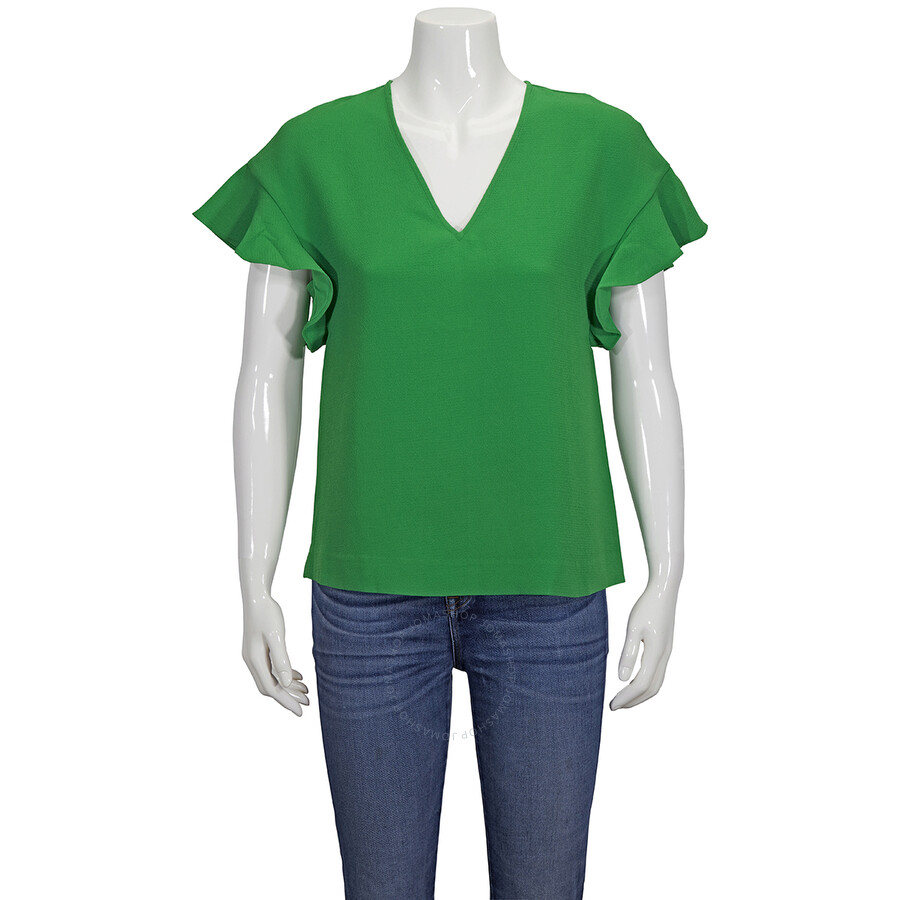 Essentiel Antwerp Essentiel Ladies Sinai Wimbledon Green Short Sleeve Shirt In Green