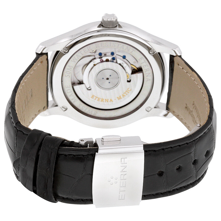 Eterna Vaughan Big Date Automatic White Dial Black Leather Men's Watch