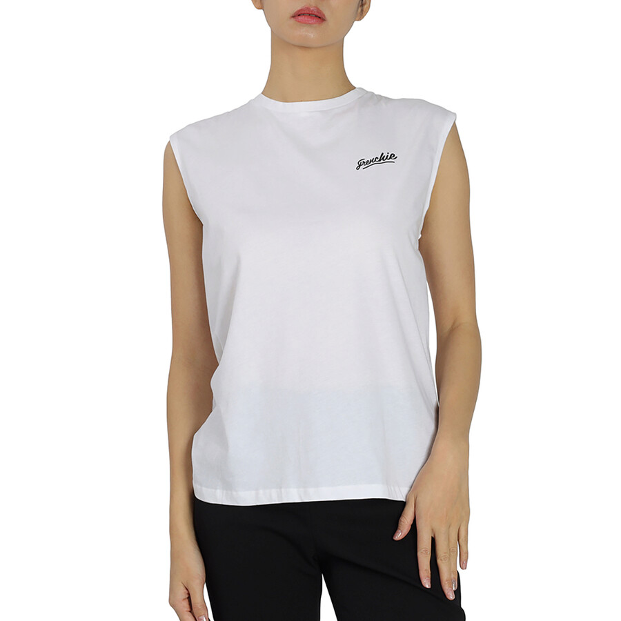 Ladies White Frenchie Star Tank Top