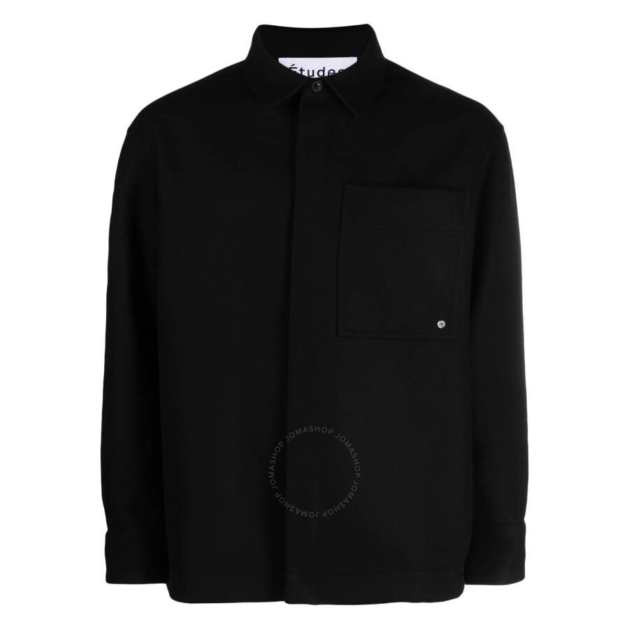 Etudes Studio Single-breasted Wool Flannel Shirt Jacket In Black