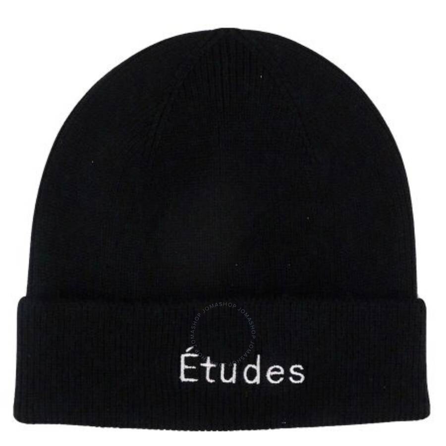 Black Wool-Blend Logo Beanie