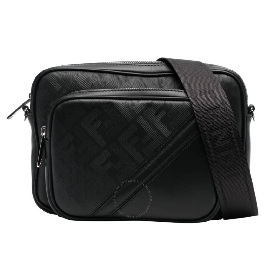 Fendi Black Crossbody Bag With Ff Motif In Leather Man In Black