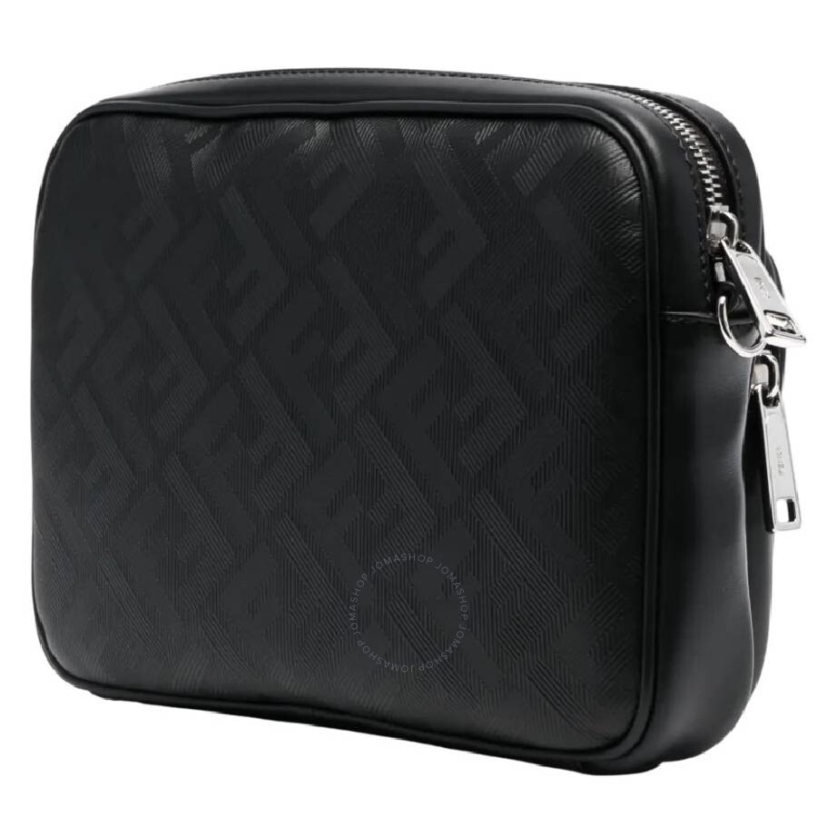 Fendi Black Crossbody Bag With Ff Motif In Leather Man In Black