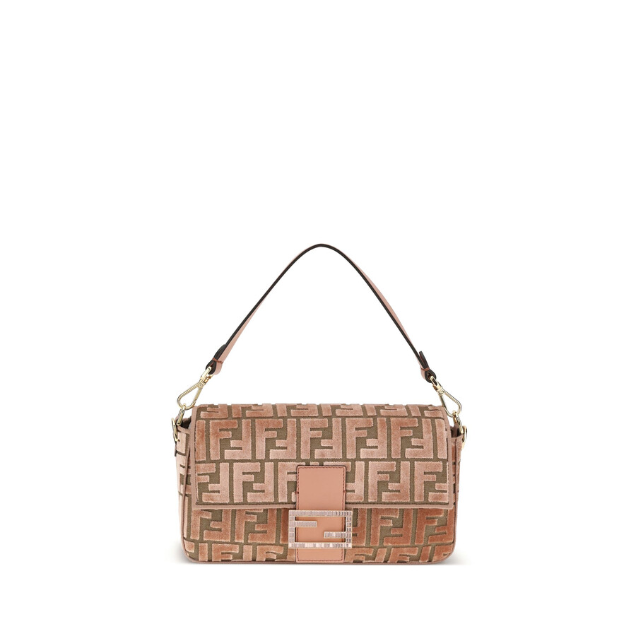 Fendi Baguette Velvet Shoulder Bag In Brown