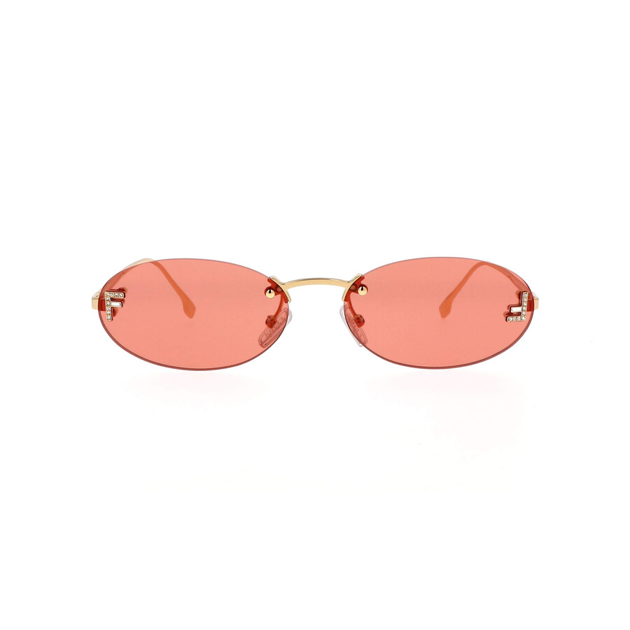 Fendi Bourdeaux Oval Ladies Sunglasses Fe4075us 30s 54 In Gold Tone