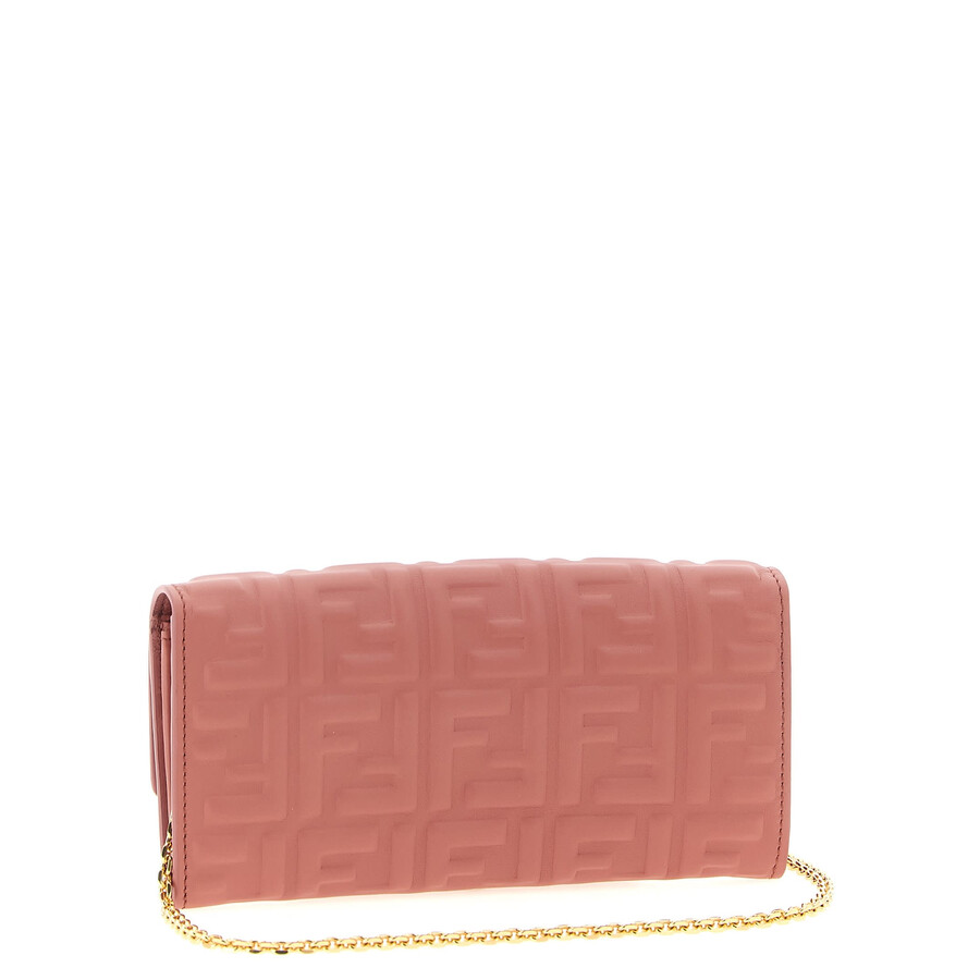 Fendi Chain Strap Wallet Gold-tone Hardware In Pink