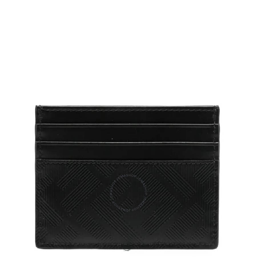 Fendi Embossed Ff Motif Leather Card Case In Black