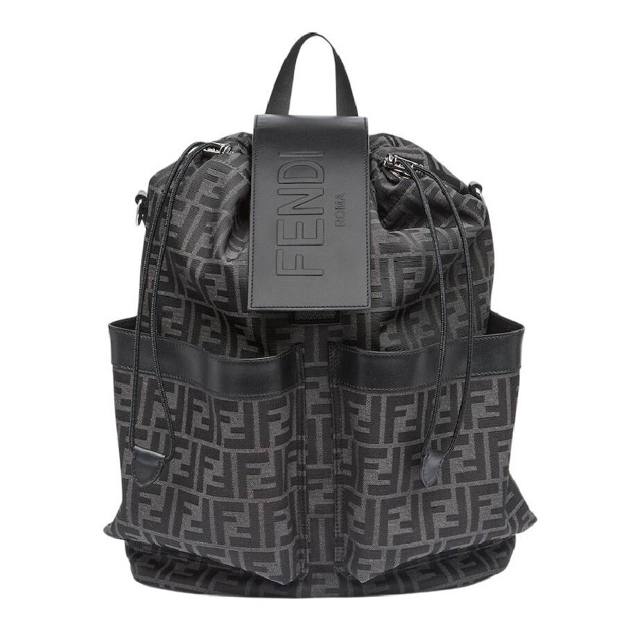 Fendi Embossed Leather Backpack In Black