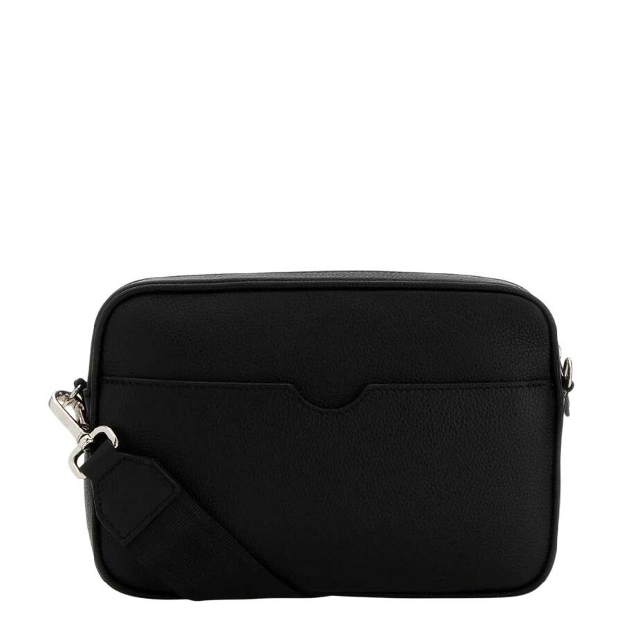 Fendi Embossed Logo Leather Messenger Bag In Black