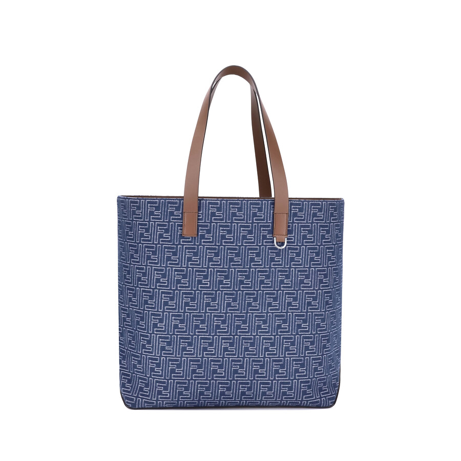 Fendi Embroderied Denim Tote Bag In Blue
