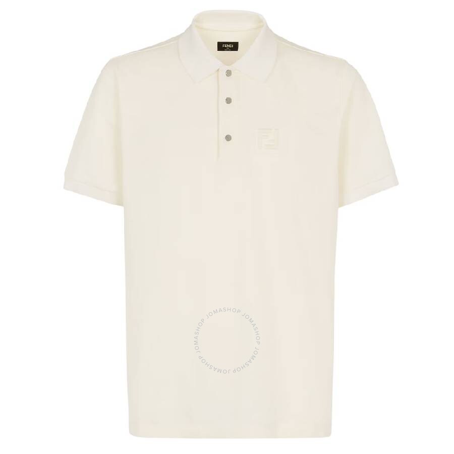 Tシャツ・カットソー FENDI White Piquet Polo Shirt Fendi Elegant Cotton Blend Polo Shirt For Men In Beige