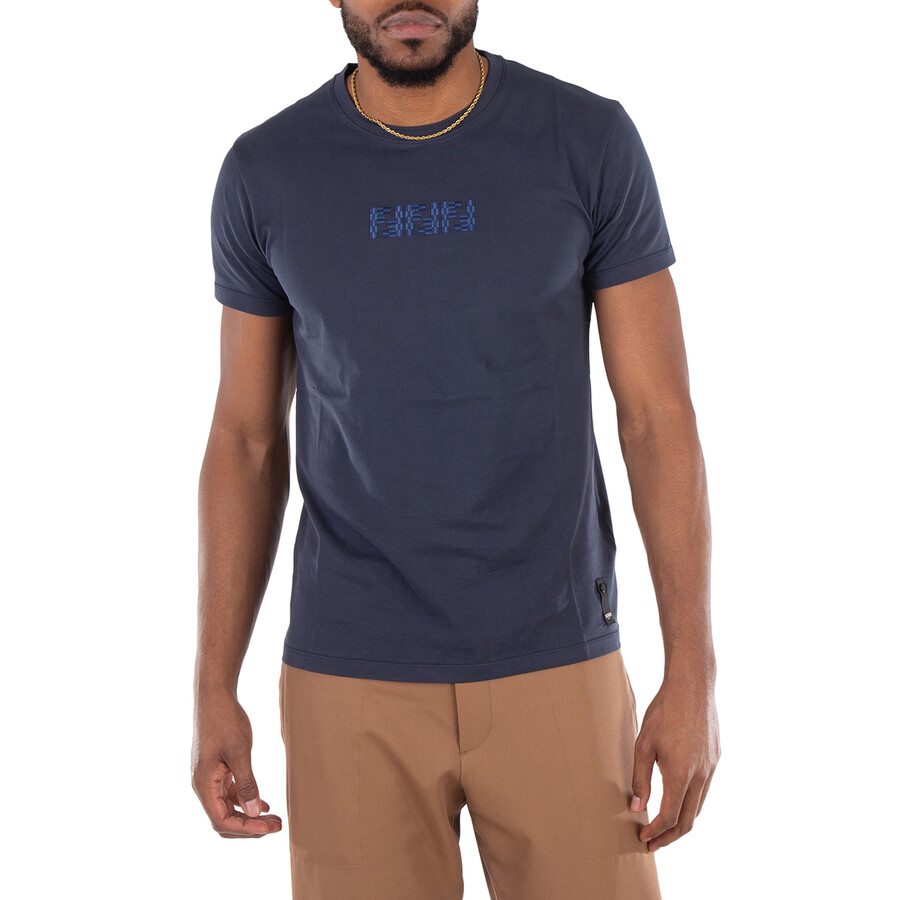 Fendi Embroidered Logo Cotton T-Shirt, Size Medium FY1319