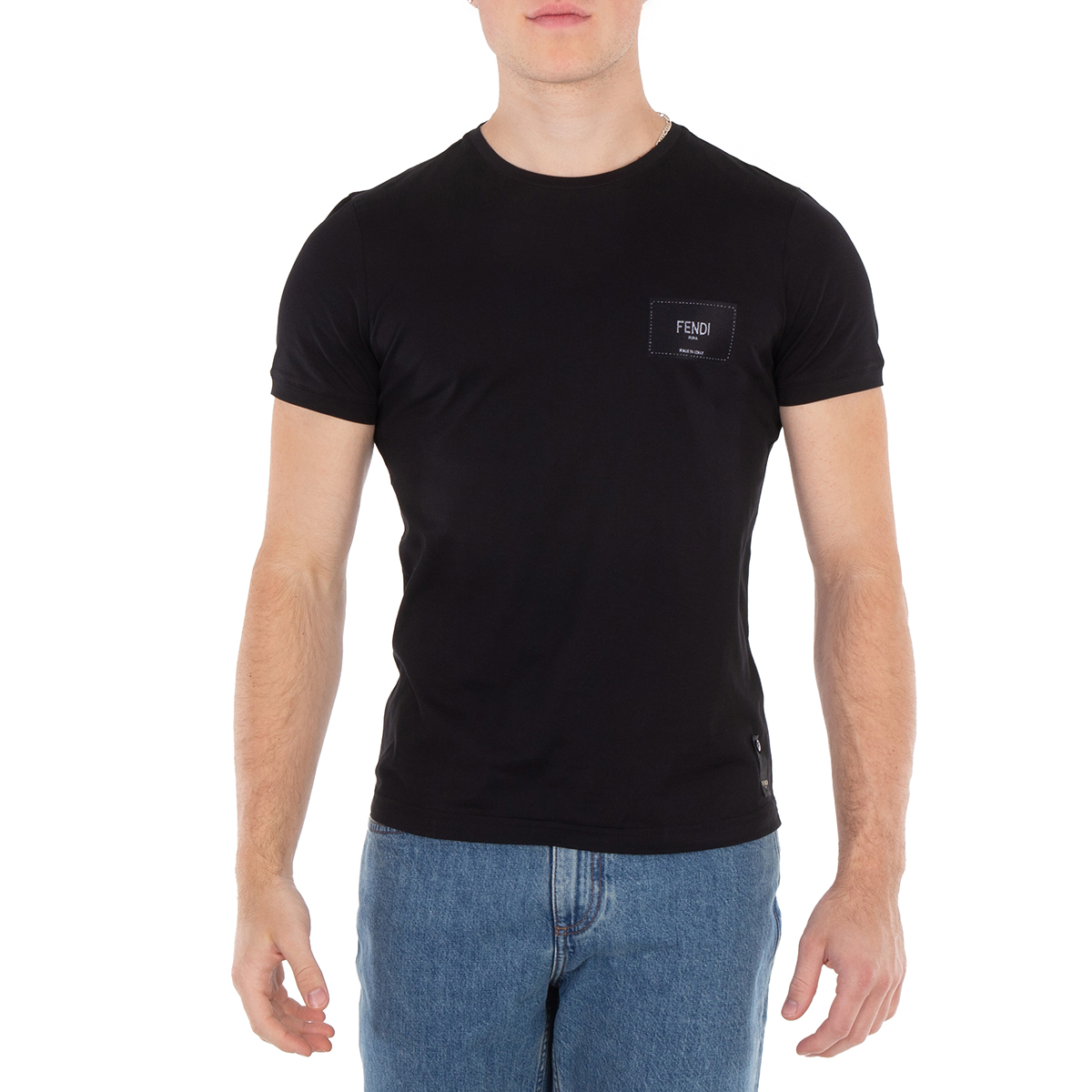 FENDI cotton Logo pocket embossing Short sleeve T-shirt tops FY0894 black M