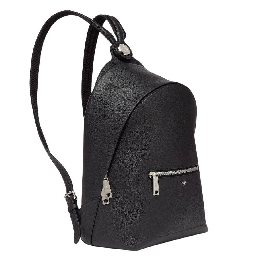 Fendi Medium Grained Leather Backpack In Black