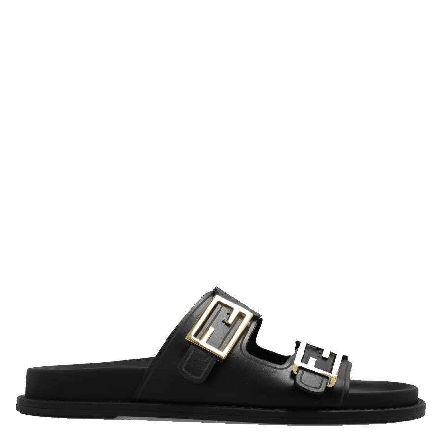 FENDI｜SLIPPERS (8X8326 NA7 F0QA1) Fendi Feel Double Band Leather Slides, Brand Size 36 ( US