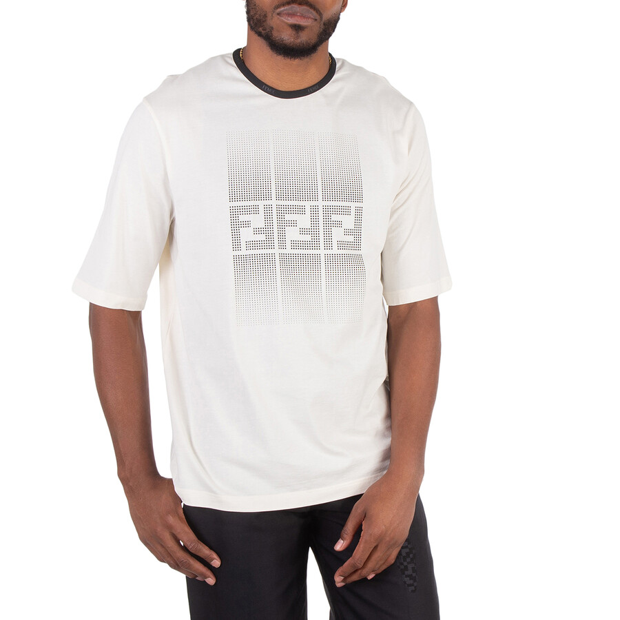 FENDI Tシャツ 半袖 メンズ FAF715 AR5B F0RQ0 Fendi FF Motif Print Short Sleeve Cotton T-Shirt, Size