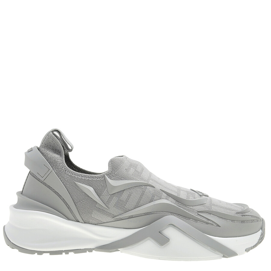 Fendi Flow Embossed Logo Sneakers In Gray