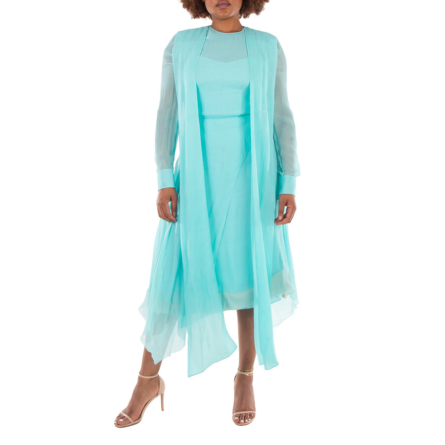 Foulard Collar Midi Chiffon Dress, Brand Size 42 ( US Size 6 )