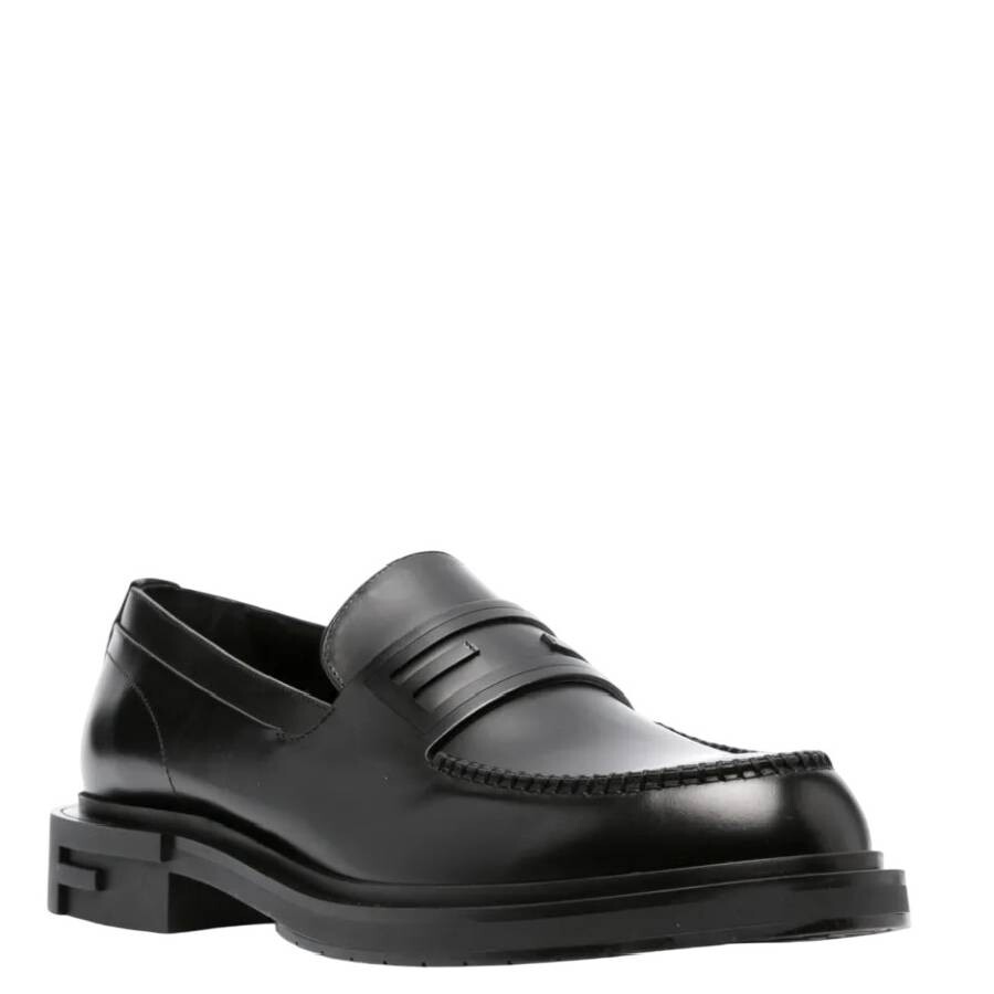 Fendi Frame Slip-on Leather Loafers In Black