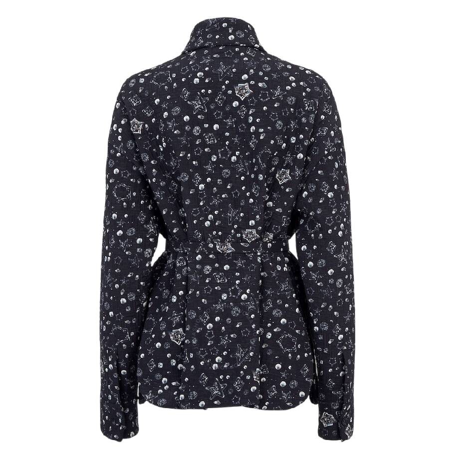 Fendi Giacca Mirror Canvas Print Cotton Jacket In Blue